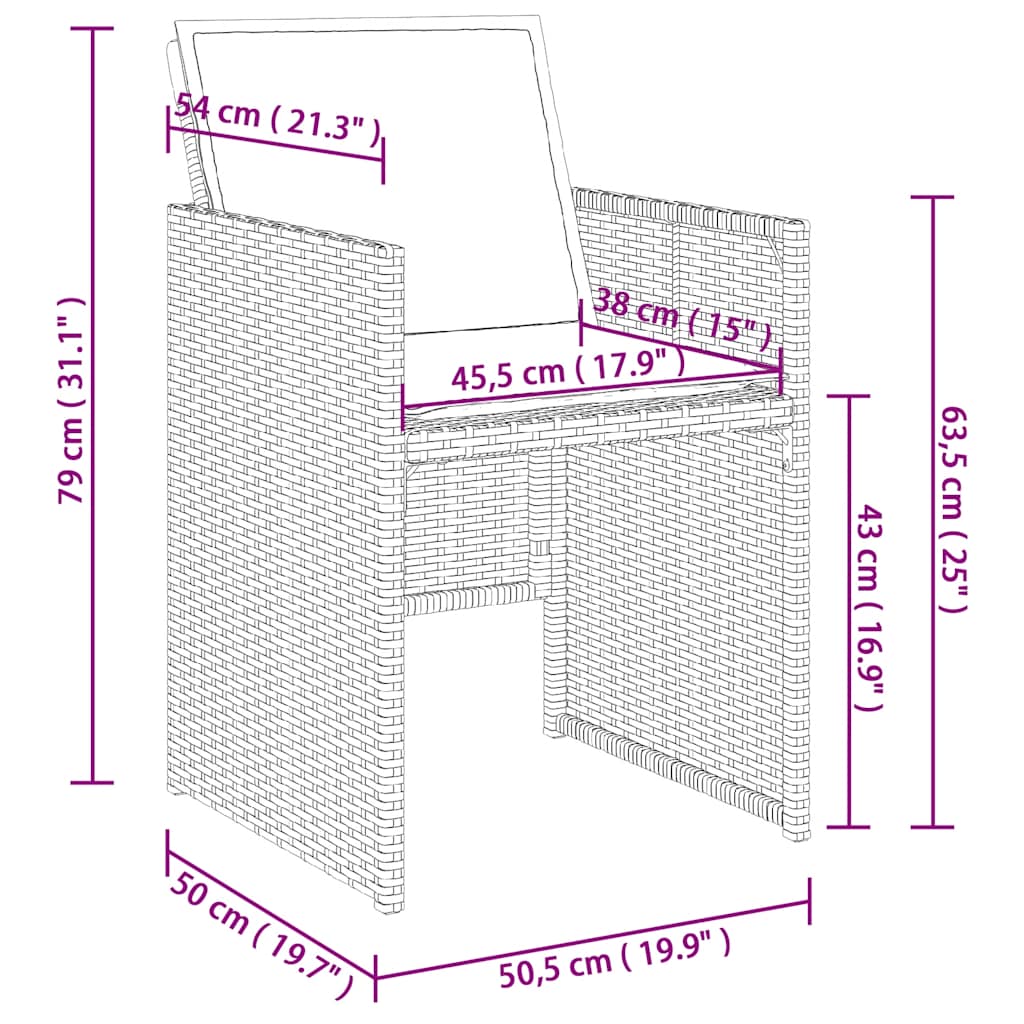 11-tlg. Garten-Essgruppe mit Kissen Beige Poly Rattan
