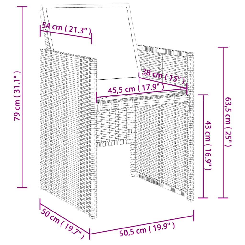 11-tlg. Garten-Essgruppe mit Kissen Beigemischung Poly Rattan