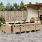 15-tlg. Garten-Essgruppe mit Kissen Beige Poly Rattan