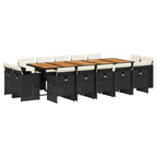 15-tlg. Garten-Essgruppe mit Kissen Schwarz Poly Rattan
