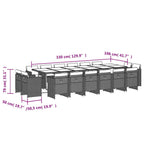 17-tlg. Garten-Essgruppe mit Kissen Schwarz Poly Rattan