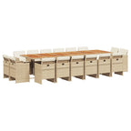 17-tlg. Garten-Essgruppe mit Kissen Beige Poly Rattan