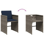 5-teiliges Garten-Ess-Set mit Kissen, grau, Polyrattan