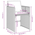 7-teiliges Garten-Ess-Set mit Kissen, grau, Polyrattan