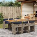 7-teiliges Garten-Ess-Set mit Kissen, grau, Polyrattan