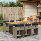 7-teiliges Garten-Ess-Set mit Kissen, grau, Polyrattan