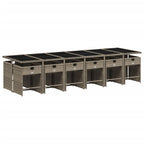13-teiliges Garten-Ess-Set mit Kissen, grau, Polyrattan