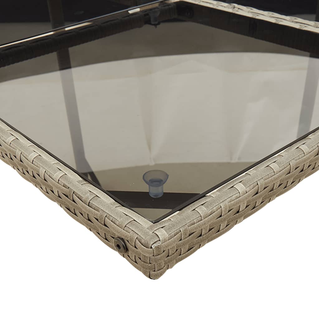 13-teiliges Garten-Ess-Set mit Kissen, grau, Polyrattan