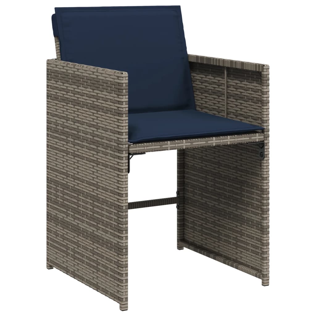 11-teiliges Garten-Ess-Set mit Kissen, grau, Polyrattan