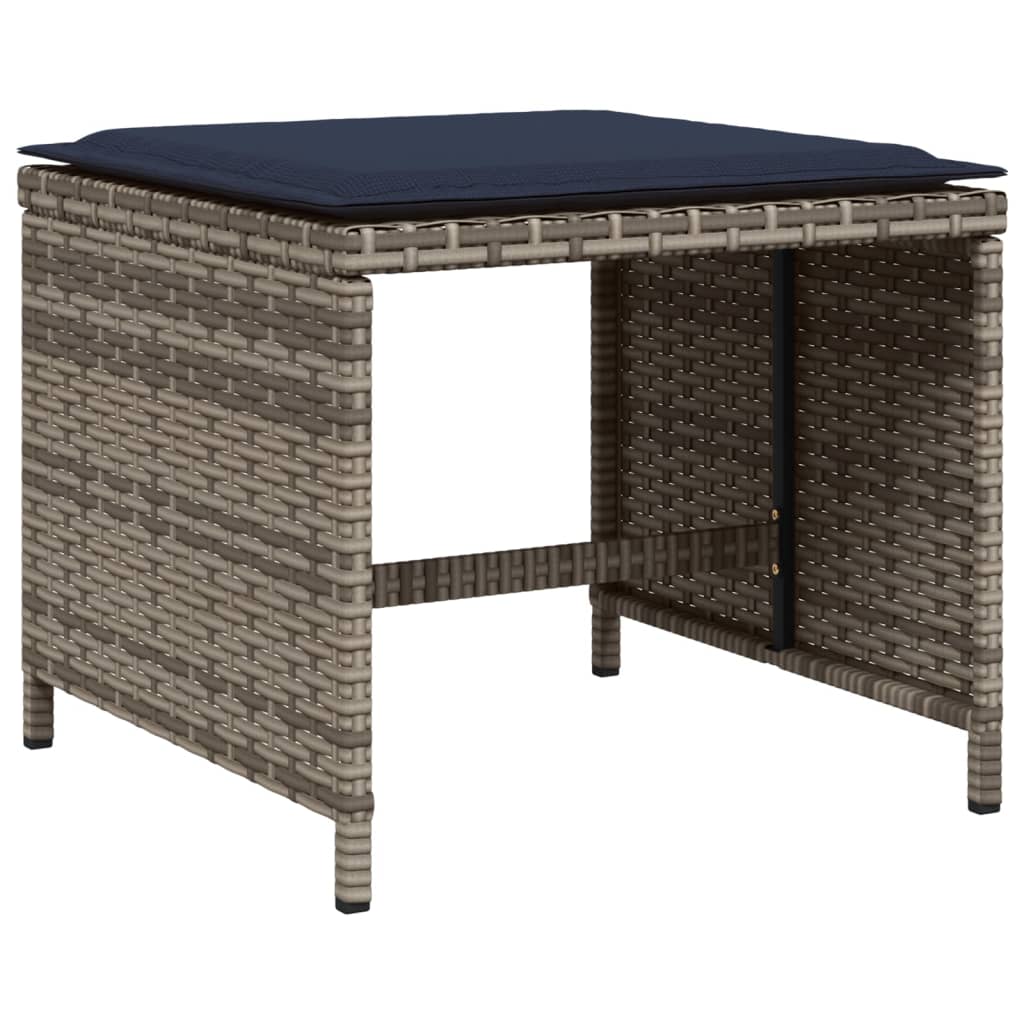 11-teiliges Garten-Ess-Set mit Kissen, grau, Polyrattan
