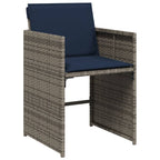 11-teiliges Garten-Ess-Set mit Kissen, grau, Polyrattan