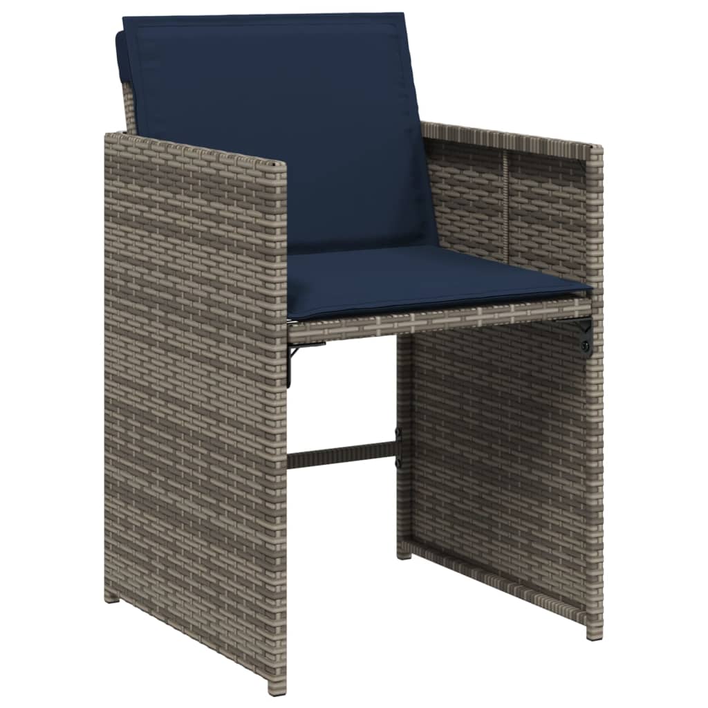 11-teiliges Garten-Ess-Set mit Kissen, grau, Polyrattan