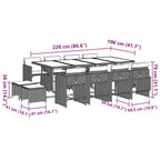 13-tlg. Garten-Essgruppe mit Kissen Schwarz Poly Rattan