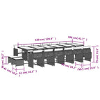 17-tlg. Garten-Essgruppe mit Kissen Braun Poly Rattan