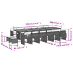 17-tlg. Garten-Essgruppe mit Kissen Schwarz Poly Rattan
