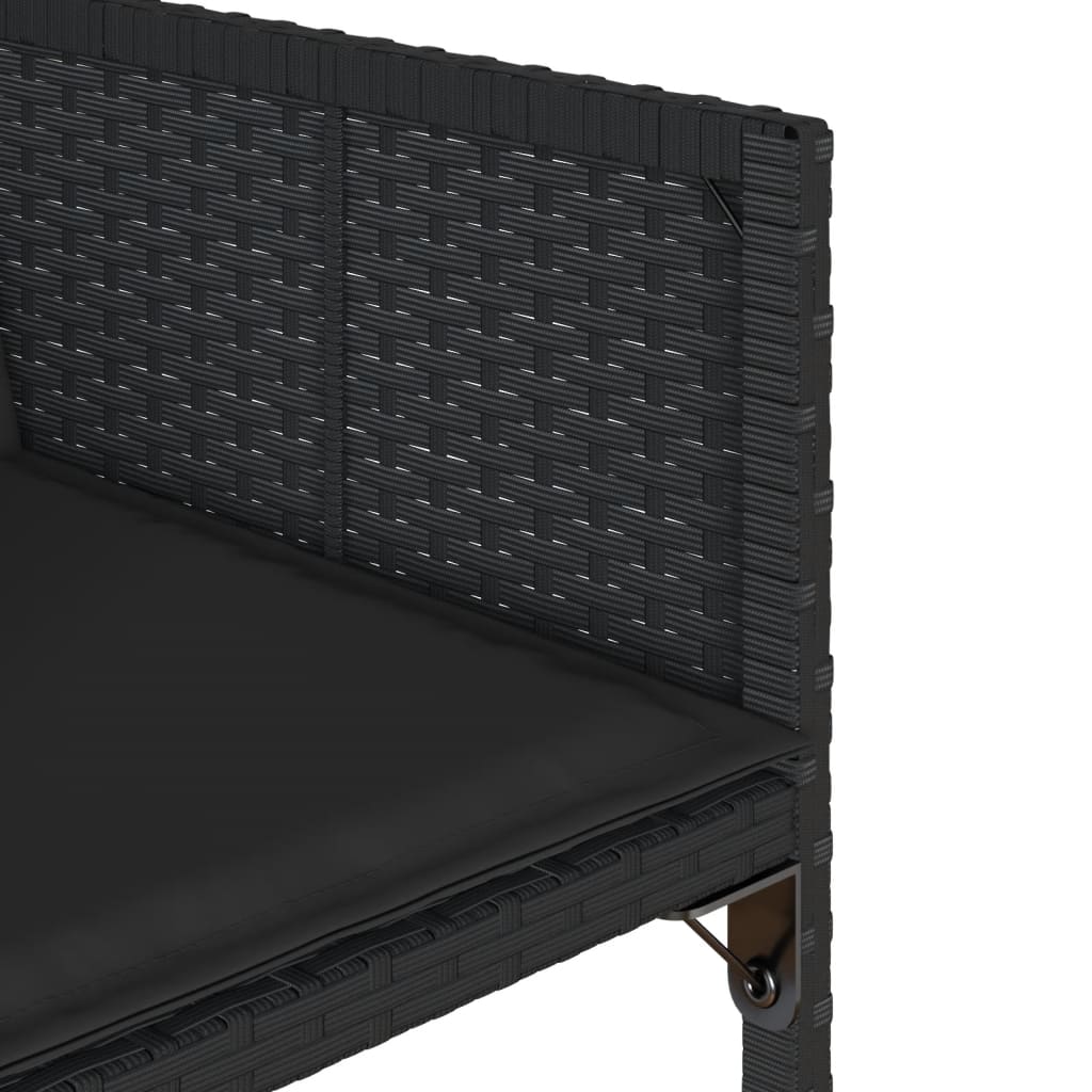 9-tlg. Garten-Essgruppe mit Kissen Schwarz Poly Rattan