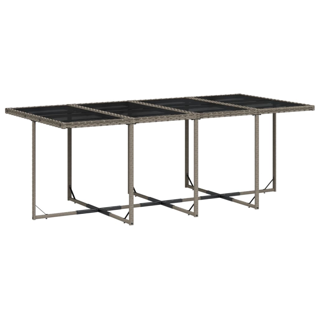 9-teiliges Garten-Ess-Set mit Kissen, grau, Polyrattan