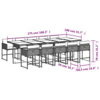 11-tlg. Garten-Essgruppe mit Kissen Beigemischung Poly Rattan