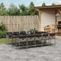 11-teiliges Garten-Ess-Set mit Kissen, grau, Polyrattan