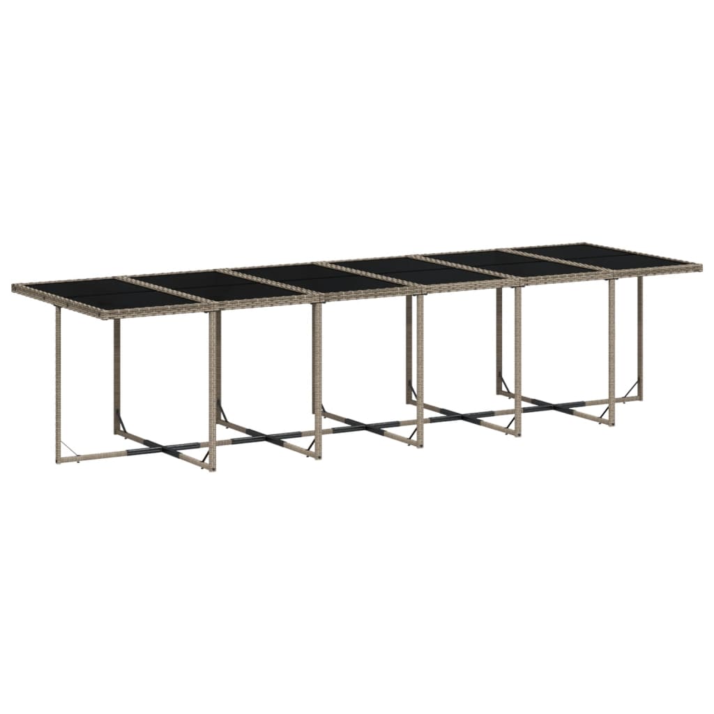 13-teiliges Garten-Ess-Set mit Kissen, grau, Polyrattan