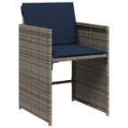 13-teiliges Garten-Ess-Set mit Kissen, grau, Polyrattan
