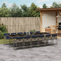 13-teiliges Garten-Ess-Set mit Kissen, grau, Polyrattan