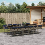 13-teiliges Garten-Ess-Set mit Kissen, grau, Polyrattan