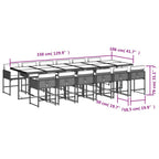 13-tlg. Garten-Essgruppe mit Kissen Grau Poly Rattan