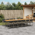 13-tlg. Garten-Essgruppe mit Kissen Grau Poly Rattan