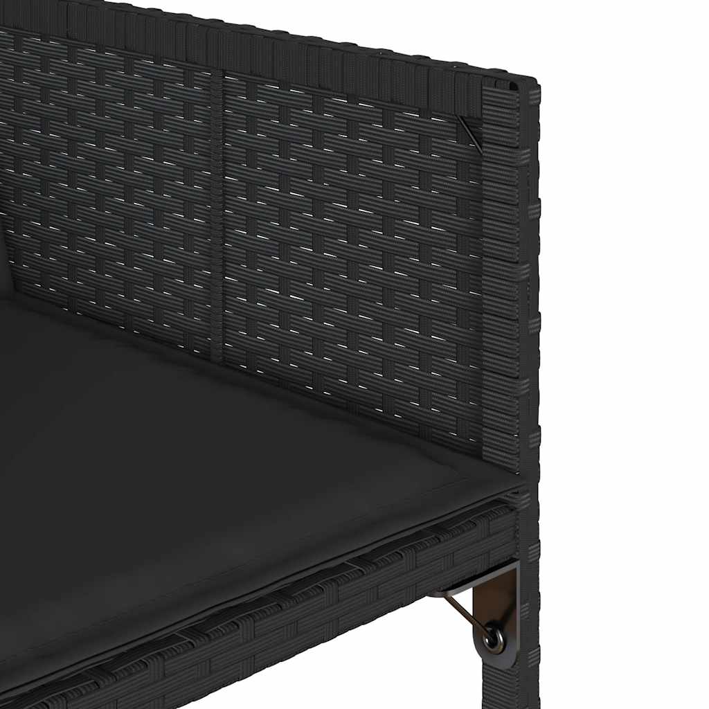 9-tlg. Garten-Essgruppe mit Kissen Schwarz Poly Rattan