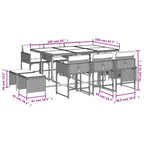 11-tlg. Garten-Essgruppe mit Kissen Braun Poly Rattan