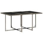 11-teiliges Garten-Ess-Set mit Kissen, grau, Polyrattan