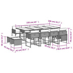 13-tlg. Garten-Essgruppe mit Kissen Grau Poly Rattan