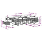 17-tlg. Garten-Essgruppe mit Kissen Braun Poly Rattan