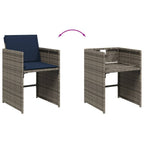 9-teiliges Garten-Ess-Set mit Kissen, grau, Polyrattan