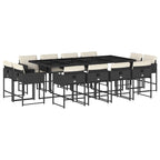 13-tlg. Garten-Essgruppe mit Kissen Schwarz Poly Rattan