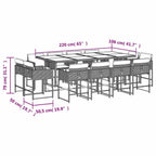 13-tlg. Garten-Essgruppe mit Kissen Braun Poly Rattan