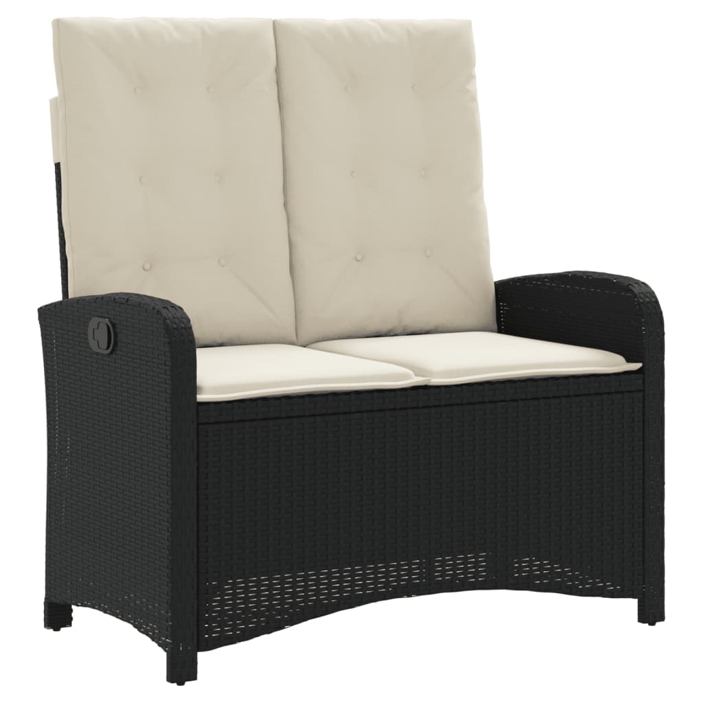 4-tlg. Garten-Essgruppe mit Kissen Schwarz Poly Rattan