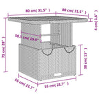 3-tlg. Garten-Essgruppe mit Kissen Schwarz Poly Rattan