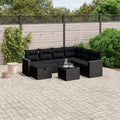 8-tlg. Garten-Sofagarnitur mit Kissen Schwarz Poly Rattan