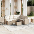 8-tlg. Garten-Sofagarnitur mit Kissen Beige Poly Rattan