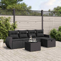 6-tlg. Garten-Sofagarnitur mit Kissen Schwarz Poly Rattan