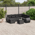 8-tlg. Garten-Sofagarnitur mit Kissen Schwarz Poly Rattan