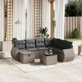 8-tlg. Garten-Sofagarnitur mit Kissen Grau Poly Rattan