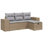 4-tlg. Garten-Sofagarnitur mit Kissen Beigemischung Poly Rattan