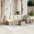 8-tlg. Garten-Sofagarnitur mit Kissen Beige Poly Rattan