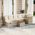 8-tlg. Garten-Sofagarnitur mit Kissen Beige Poly Rattan