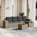 6-tlg. Garten-Sofagarnitur mit Kissen Grau Poly Rattan
