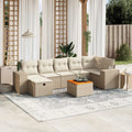 8-tlg. Garten-Sofagarnitur mit Kissen Beige Poly Rattan