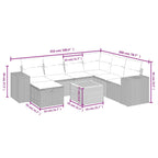 8-tlg. Garten-Sofagarnitur mit Kissen Beige Poly Rattan
